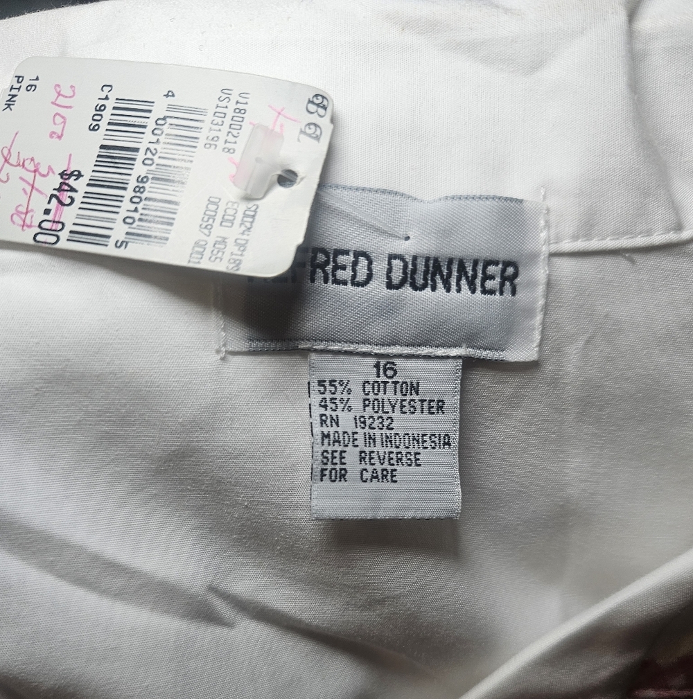 Alfred Dunner 90s Vintage NWT White Button Down Shirt Pink Gingham Floral Pocket - Picture 8 of 10